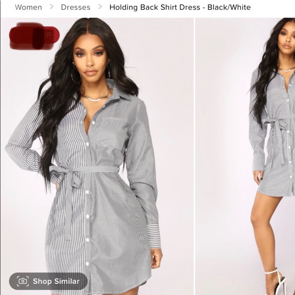 Fashion Nova Black White Shirt Dress